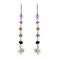 Freshwater Pearl and Multi Sapphire Earrings in Sterling Silver 2.00 ctw - Sticky add to cart bar