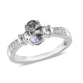 Peacock Tanzanite and White Zircon Ring in Platinum Over Sterling Silver (Size 10.0) 1.00 ctw - Sticky add to cart bar