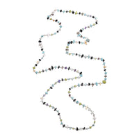 Multi Gemstone Beaded Necklace 48 Inches in Sterling Silver 97.10 ctw