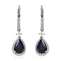 Madagascar Blue Sapphire (DF) and Moissanite Lever Back Earrings in Platinum Over Sterling Silver 4.90 ctw - Sticky add to cart bar