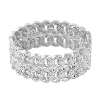 White Austrian Crystal Bangle Bracelet in Silvertone (6.50 In)
