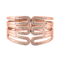 White Austrian Crystal Cuff Bracelet in Silvertone (7.00 In)