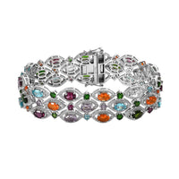 Multi Gemstone Bracelet in Platinum Over Sterling Silver (7.25 In) 19.40 ctw