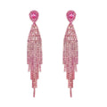 Pink Austrian Crystal Tassels Earrings in Goldtone - Sticky add to cart bar
