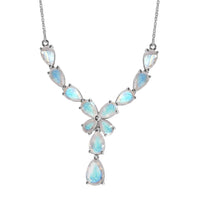 Premium Rainbow Moonstone Necklace 18-20 Inches in Platinum Over Sterling Silver 17.00 ctw