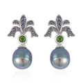 Tahitian Cultured Pearl and Multi Gemstone Drop Earrings in Sterling Silver 0.30 ctw - Sticky add to cart bar