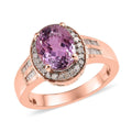 AAA Patroke Kunzite and Diamond Halo Ring in Vermeil Rose Gold Over Sterling Silver 2.85 ctw - Sticky add to cart bar