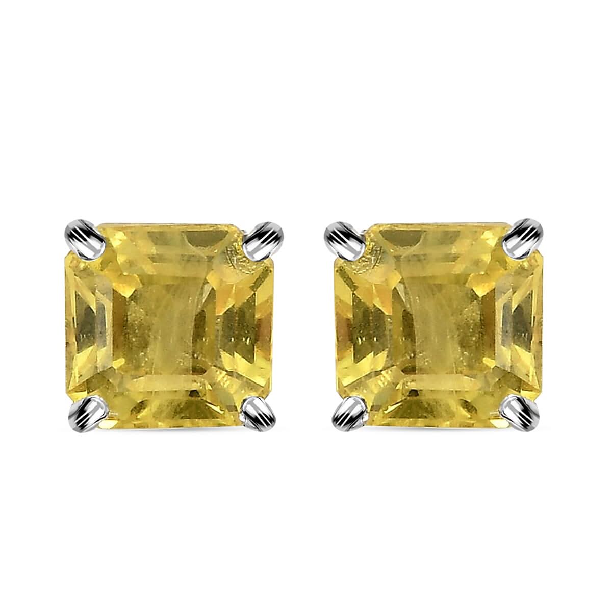 Yellow Sapphire Solitaire Stud Earrings in Platinum Over Sterling Silver 1.85 ctw