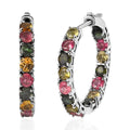 Multi-Tourmaline Inside Out Hoop Earrings in Platinum Over Sterling Silver 5.75 ctw - Sticky add to cart bar