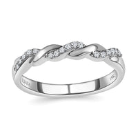 Iliana 18K White Gold Diamond (G-H, SI1) Forever Love Twisted Band Ring (Size 6.0) 0.10 ctw