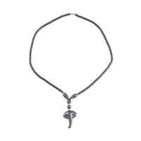 Hematite Elephant Pendant with Beaded Necklace (20 Inches) in Dualtone 100.00 ctw