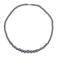 Magic Plated Hematite Beaded Necklace 20 Inches in Silvertone 120.00 ctw