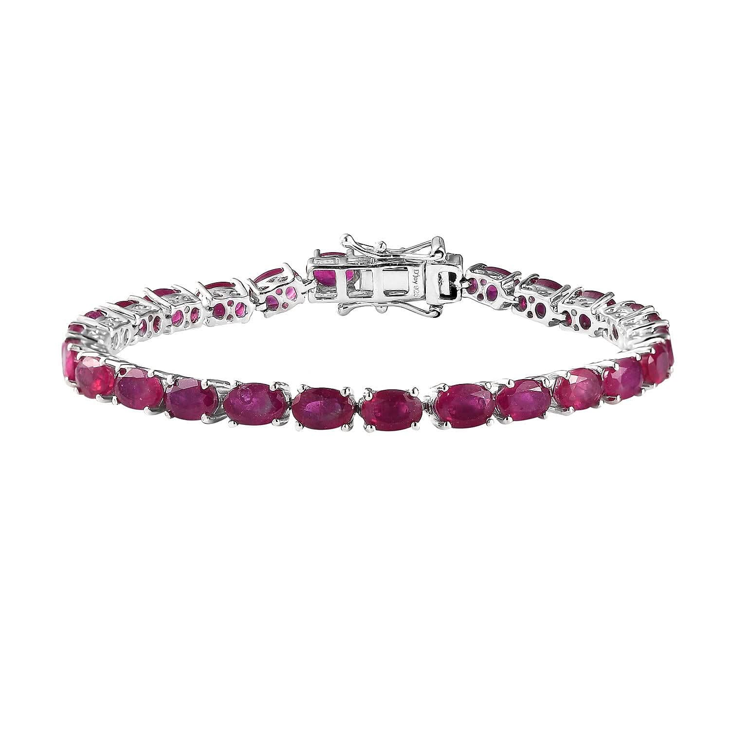 Niassa Ruby (FF) Tennis Bracelet in Platinum Over Sterling Silver (6.50 In) 18.65 ctw