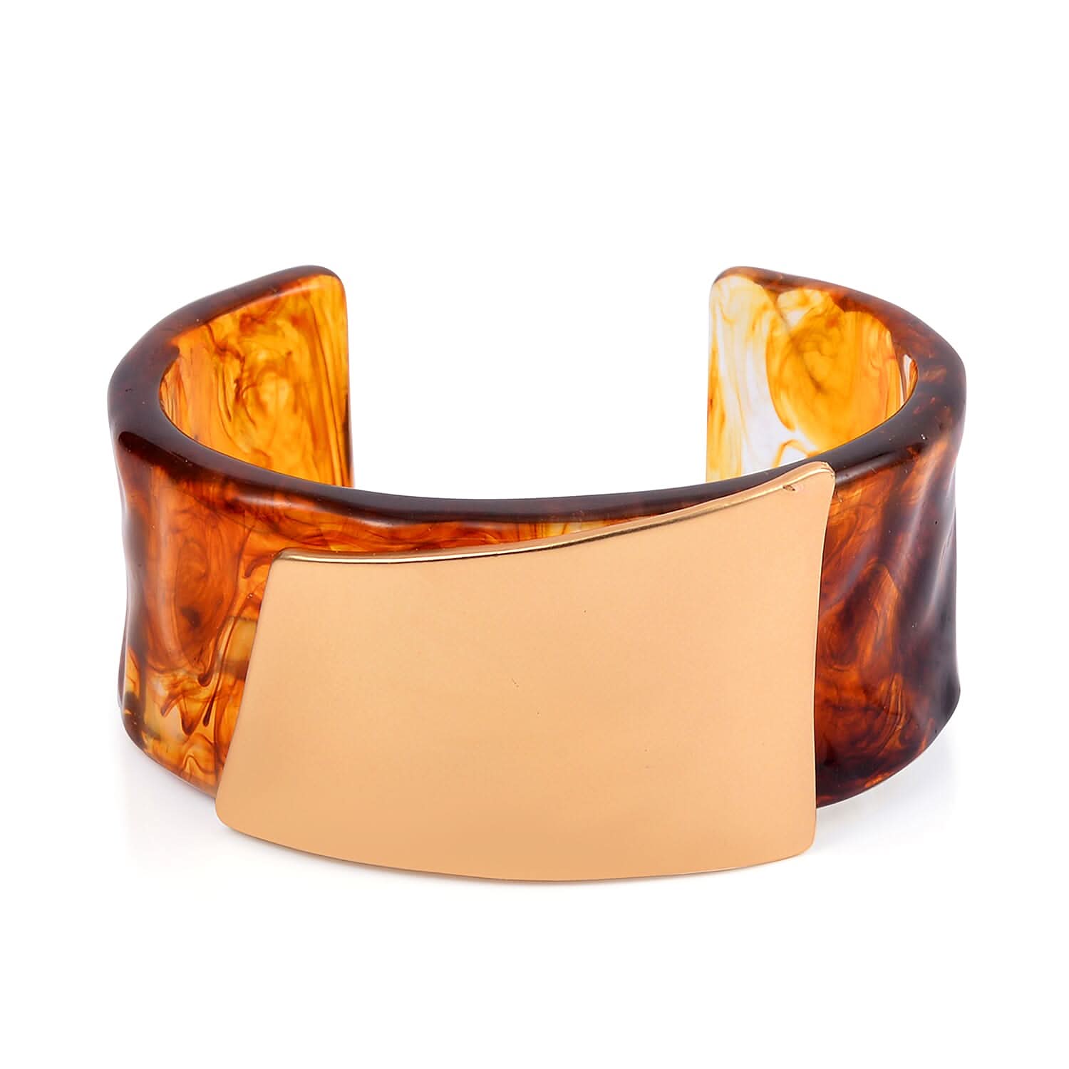 Champagne Resin Cuff Bracelet in Goldtone (7 In)