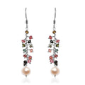 Freshwater Pearl and Multi Sapphire Earrings in Sterling Silver 3.00 ctw - Sticky add to cart bar
