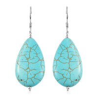 Blue Howlite Dangle Earrings in Sterling Silver 65.00 ctw