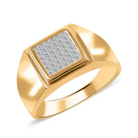 14K Yellow and White Gold Diamond I-J I2-I3 Men's Ring 11.10 Grams 0.50 ctw
