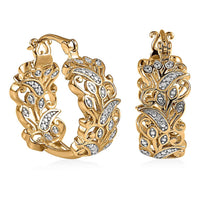 Karis White Diamond Accent Hoop Earrings in 18K YG Plated