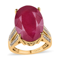 Niassa Ruby (FF), White Zircon Ring in Platinum Over Sterling Silver (Size 10.0) 20.10 ctw
