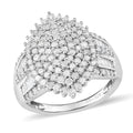 TLV Diamond Cluster Ring in Platinum Over Sterling Silver (Size 10.0) 2.00 ctw - Sticky add to cart bar
