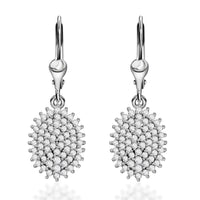 Diamond Lever Back Earrings in Platinum Over Sterling Silver 1.00 ctw