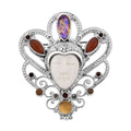 Sajen Silver Carved Bone and Multi Gemstone Pendant in Sterling Silver 12.85 ctw - Sticky add to cart bar