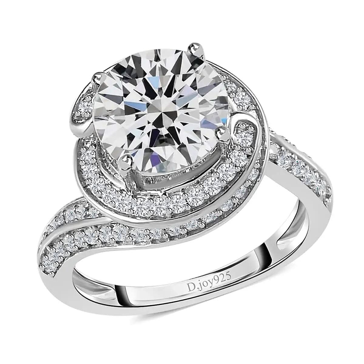Moissanite Knife Edge Shank Ring in Platinum Over Sterling Silver 2.60 ctw