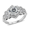 120 Facet Moissanite Ring in Platinum Over Sterling Silver 2.10 ctw - Sticky add to cart bar