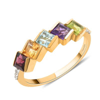 Multi Gemstones 5 Stone Ring in Vermeil Yellow Gold Over Sterling Silver (Size 10.0) 2.15 ctw