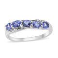 Tanzanite and White Zircon Criss Cross Ring in Platinum Over Sterling Silver (Size 10.0) 1.00 ctw - Sticky add to cart bar