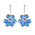 Blue Magic Color Glass and White Austrian Crystal Earrings in Goldtone - Sticky add to cart bar