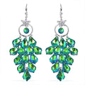 Green Magic Color Glass and Austrian Crystal Floral Earrings in Silvertone & Stainless Steel - Sticky add to cart bar