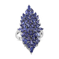 Tanzanite and White Zircon Elongated Ring in Platinum Over Sterling Silver 5.75 ctw - Sticky add to cart bar