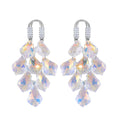 White Aurora Borealis Color Glass and White Austrian Crystal Earrings in Silvertone - Sticky add to cart bar