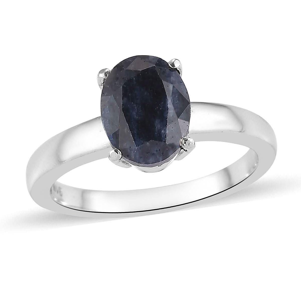 Midnight Sapphire Solitaire Ring in Stainless Steel (Size 10.0) 2.50 ctw