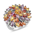 Multi Sapphire Floral Ring in Platinum Over Sterling Silver (Size 10.0) 6.85 ctw - Sticky add to cart bar
