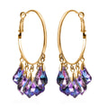 Purple Magic Color Glass Chandelier Earrings in Goldtone - Sticky add to cart bar