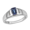 Tanzanite and White Zircon Men's Ring in Platinum Over Sterling Silver 0.85 ctw - Sticky add to cart bar