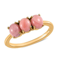Oregon Sunrise Peach Opal 3 Stone Ring in Vermeil Yellow Gold Over Sterling Silver 0.85 ctw