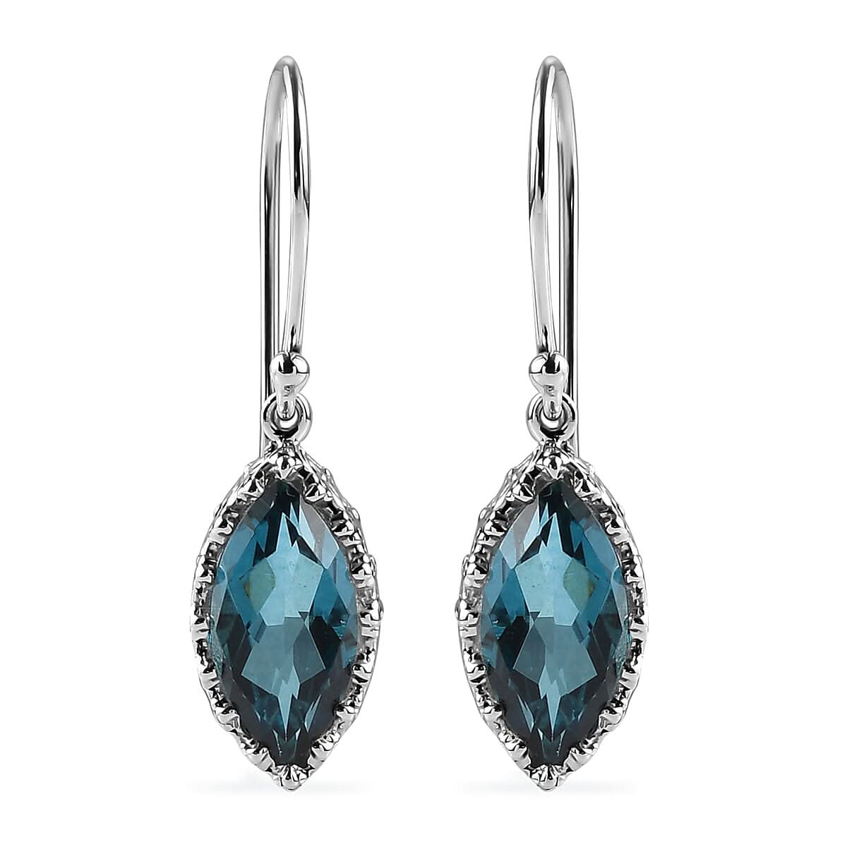 Sajen Silver Celestial Indigo Quartz Doublet Dangle Earring in Platinum Over Sterling Silver 6.30 ctw
