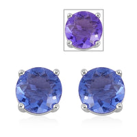 Color Change Fluorite (IR) Stud Earrings in Rhodium Over Sterling Silver 4.60 ctw