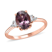 Luxoro 10K Rose Gold Premium Narsipatnam Purple Spinel and G-H I3 Diamond Ring 1.75 ctw