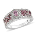 Narsipatnam Purple Spinel and Multi Gemstone Halo Ring in Platinum Over Sterling Silver 1.00 ctw - Sticky add to cart bar