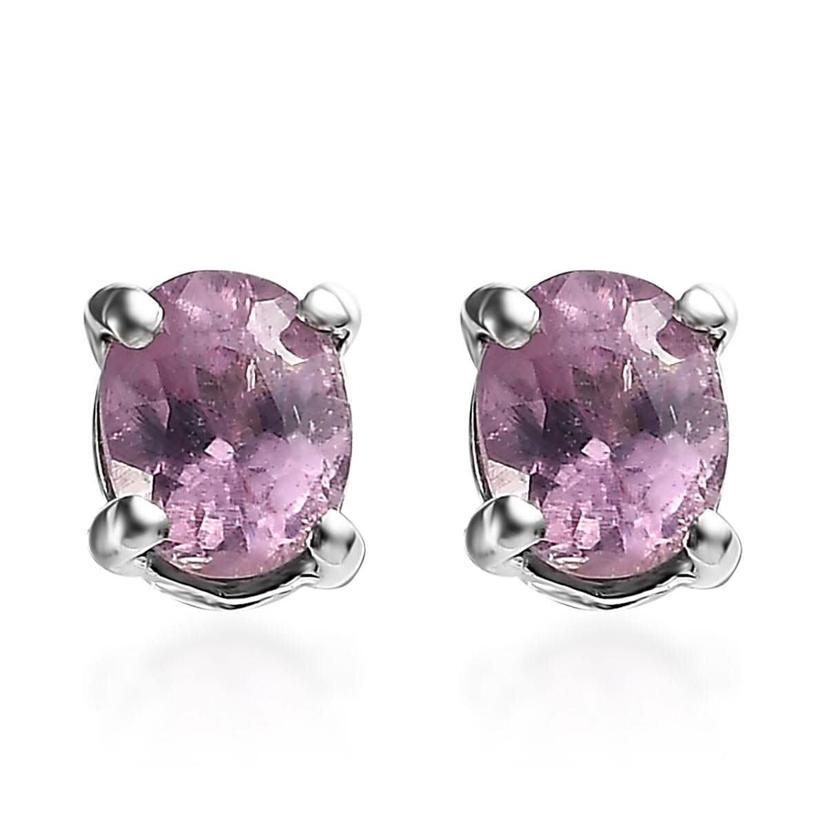 D'Joy Narsipatnam Purple Spinel Stud Earrings in Platinum Over Sterling Silver 0.35 ctw