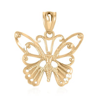10K Yellow Gold 17.25x20.65mm Butterfly Pendant 1.30 Grams