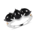 Karis Thai Black Spinel 3 Stone Ring in 18K YG Plated and Platinum Bond 5.25 ctw - Sticky add to cart bar