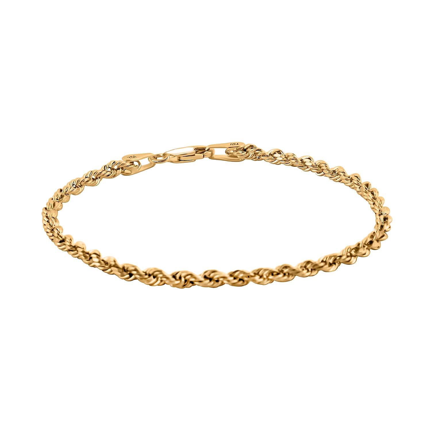 10K Yellow Gold 3mm Rope Bracelet (7.50 In) 1.90 Grams