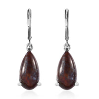 Red Lighting Jasper Lever Back Earrings in Stainless Steel 9.25 ctw