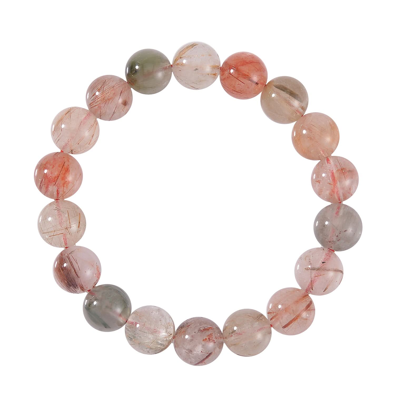 Multi Rutilated Quartz Beaded Stretch Bracelet 175.00 ctw