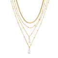 Simulated Pearl Beaded Station Necklace 15.5-19.5 Inches in Silvertone - Sticky add to cart bar